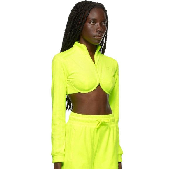 Adidas Originals x Jeremy Scott Velour Track Jacket Womens Size M Neon Yellow - Picture 2 of 8